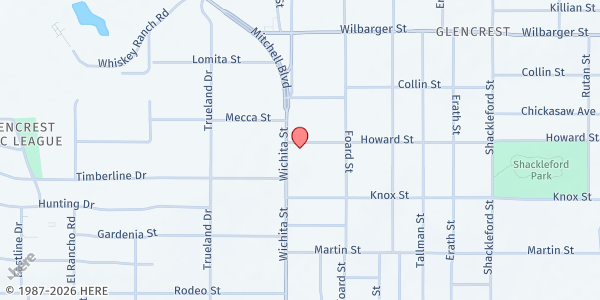 Map showing Carter Metropolitan CME Church at 4601 Wichita St., Fort Worth, TX
