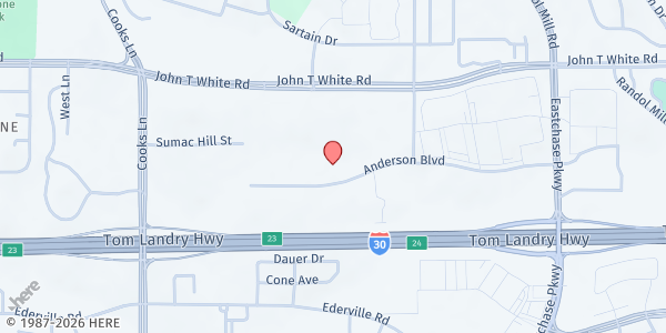 Map showing Central Bible Church Storehouse Pantry at 8001 Anderson Blvd., Fort Worth, TX