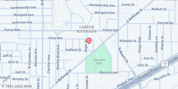 Map showing Christ the King Church at 1112 Eagle Dr., Fort Worth, TX