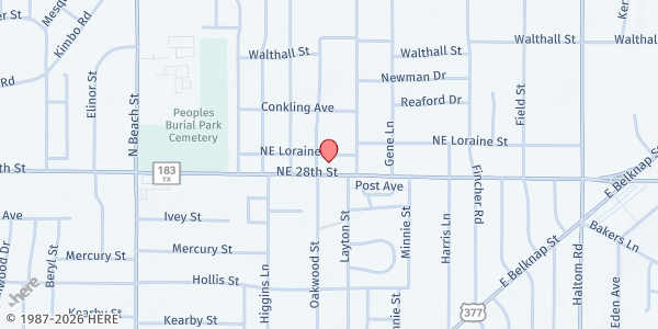 Map showing Christian Center of Fort Worth at 4301 NE 28th St., Fort Worth, TX