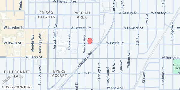 Map showing Christian Community Assistance - Fort Worth at 1903 W. Bowie St., Fort Worth, TX