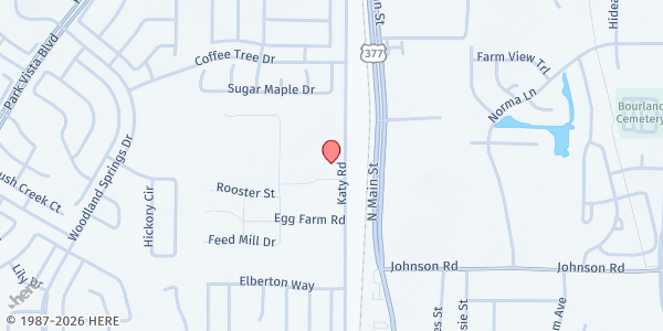 Map showing Christian Community Storehouse at 12001 Katy Rd., Fort Worth, TX