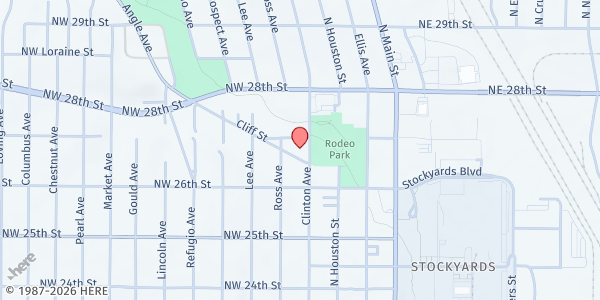 Map showing Clinton Avenue Baptist Church at 2627 Clinton Ave., Fort Worth, TX