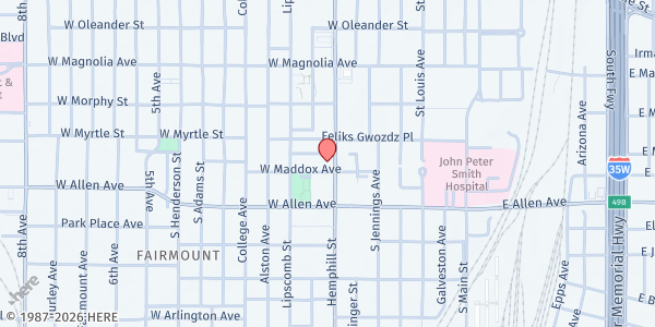 Map showing Community Crossroads at First Presbyterian at 1516 Hemphill St., Fort Worth, TX