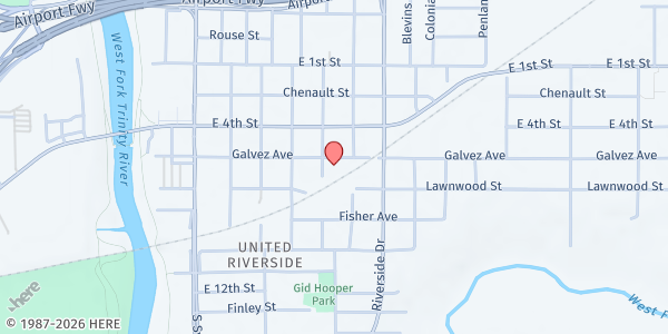 Map showing Community Food Bank at 3000 Galvez Ave., Fort Worth, TX