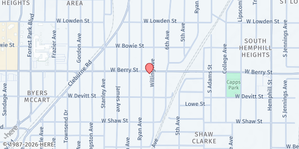 Map showing Faith, Hope & Love Outreach Center at 3100 Willing Ave, Fort Worth, TX