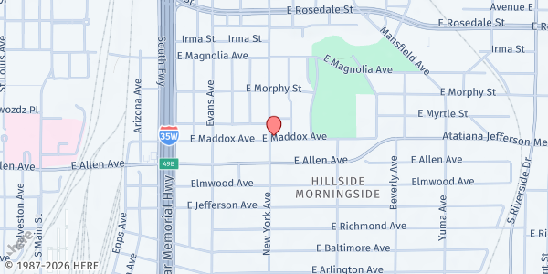 Map showing Fellowship Corner Senior Center at 1601 New York Ave., Fort Worth, TX