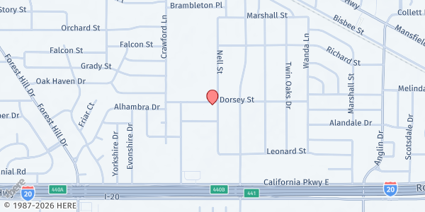 Map showing Forest Hill 4th Saturday Mobile at 6300 Nell St., Fort Worth, TX