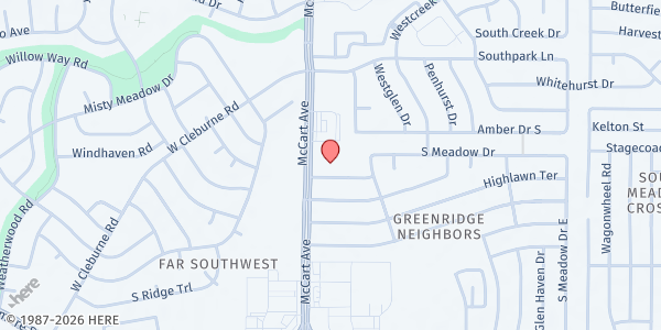 Map showing Fort Worth 1st SDA Mobile at 7051 Mc Cart Ave., Fort Worth, TX