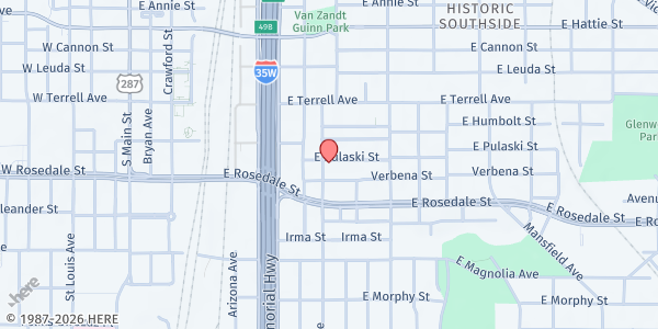 Map showing Fort Worth Association of Federated Women's Clubs at 1051 Evans Ave., Fort Worth, TX