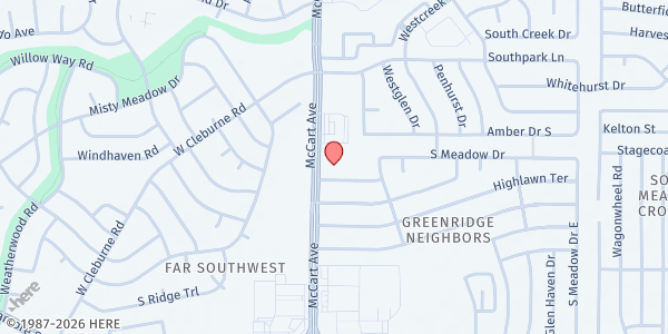 Map showing Fort Worth First SDA Church at 7051 Mc Cart Ave., Fort Worth, TX