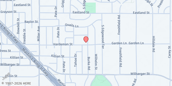 Map showing Galatian Baptist Church at 4513 Hardeman St., Fort Worth, TX