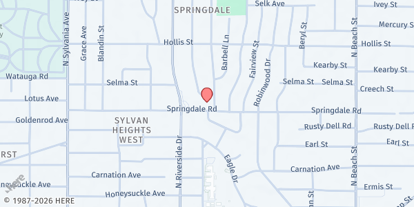 Map showing Greater Friendship Missionary Baptist Church at 2001 Bonnie Brae Ave., Fort Worth, TX