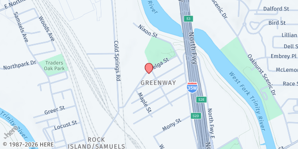 Map showing Greenway Church Mobile at 1816 Delga St., Fort Worth, TX