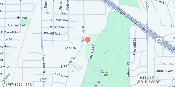 Map showing Kingdom Manifesters Church at 2401 McCurdy St., Fort Worth, TX