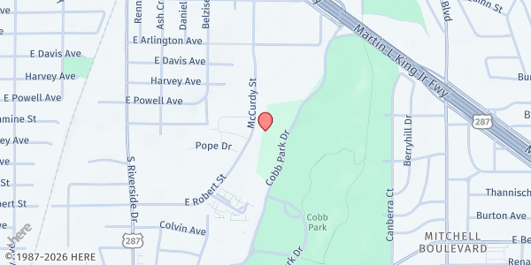 Map showing Kingdom Manifesters Mobile at 2401 McCurdy St., Fort Worth, TX