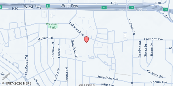 Map showing LVTRise Community Food Pantry at 8201 Calmont Ave., Fort Worth, TX