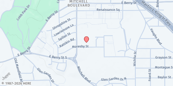 Map showing McDonald YMCA Mobile at 2701 Moresby St., Fort Worth, TX