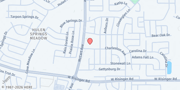 Map showing Meadowridge Community Baptist Church at 3400 Charleston Ave., Fort Worth, TX