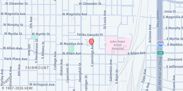 Map showing MHMR of Tarrant County at 1527 Hemphill, Fort Worth, TX