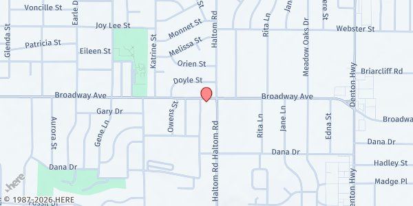 Map showing N.E.E.D. West at 5028 Broadway Ave., Fort Worth, TX