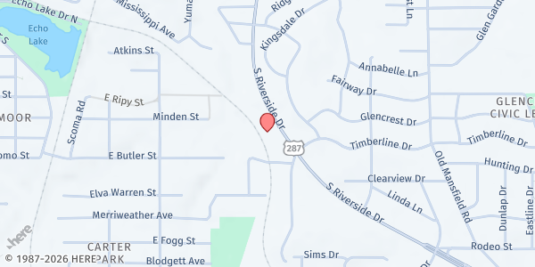 Map showing New Breed Christian Center at 4500 S. Riverside Dr., Fort Worth, TX