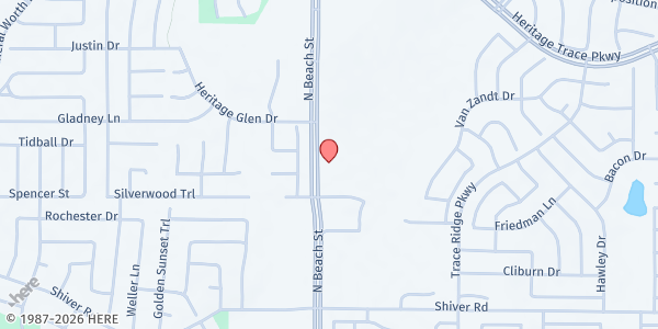 Map showing Northpark YMCA Mobile Pantry at 9100 N. Beach St., Fort Worth, TX