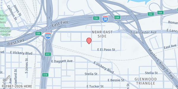 Map showing Presbyterian Night Shelter at 2400 Cypress St., Fort Worth, TX