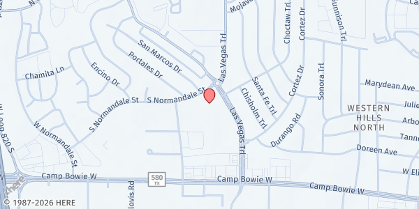 Map showing Restoration Center Mobile at 3100 Las Vegas Trail, Fort Worth, TX