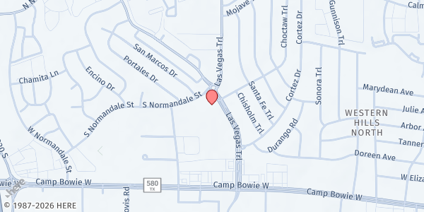Map showing Restoration Center Mobile Pantry at 3100 Las Vegas Trail, Fort Worth, TX