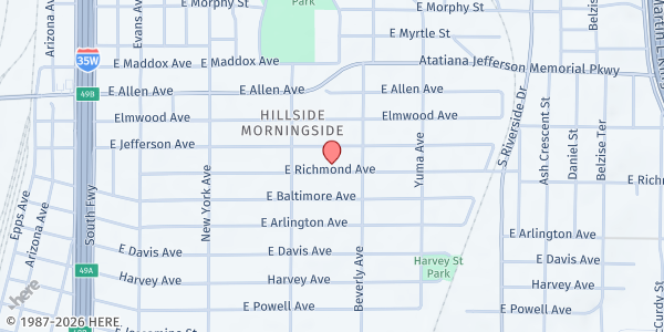 Map showing Richmond Avenue Church of Christ at 1220 E. Richmond Ave., Fort Worth, TX