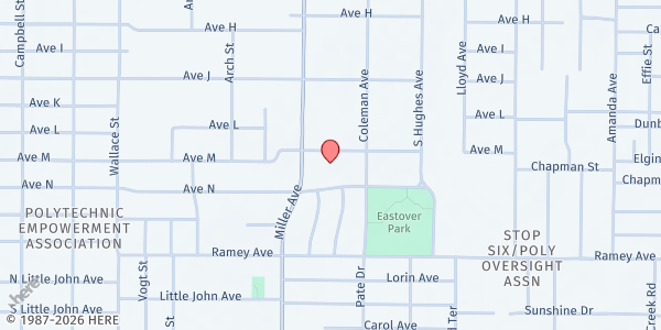 Map showing Rising Star Baptist Church at 4216 Avenue M, Fort Worth, TX