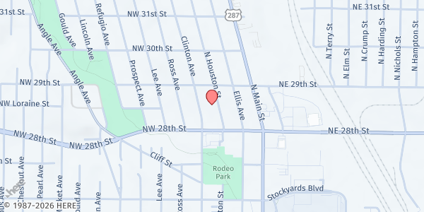 Map showing Shiloh Missionary Baptist Church at 2823 N. Houston St., Fort Worth, TX