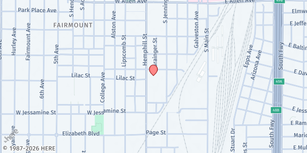 Map showing Southside Church of Christ at 2101 Hemphill St, Fort Worth, TX