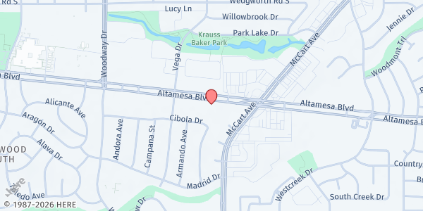 Map showing St. Bartholomew Catholic Church at 3565 Altamesa Blvd., Fort Worth, TX