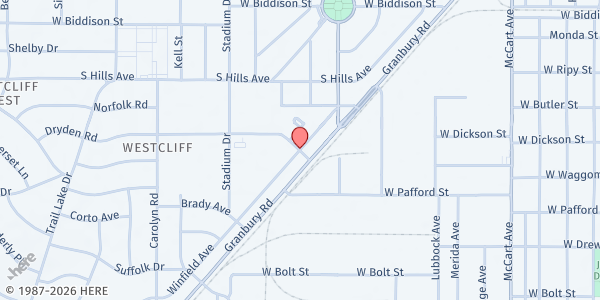 Map showing St. Vincent de Paul at St. Andrew Catholic Church at 3200 Dryden Rd., Fort Worth, TX