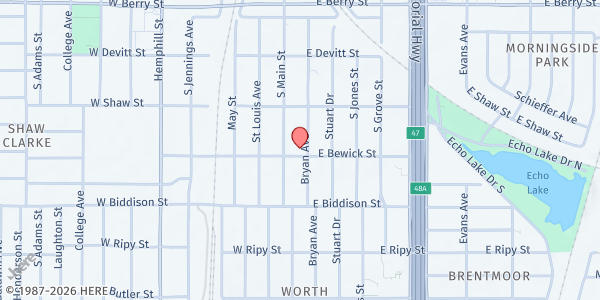 Map showing Templo Betel A/G Mobile at 201 E Bewick St., Fort Worth, TX