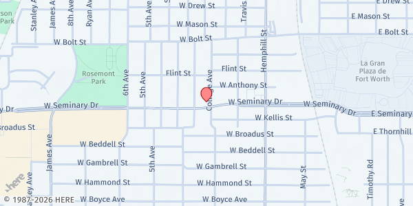 Map showing The Church of Jesus Christ - Fort Worth at 4270 College Ave., Fort Worth, TX