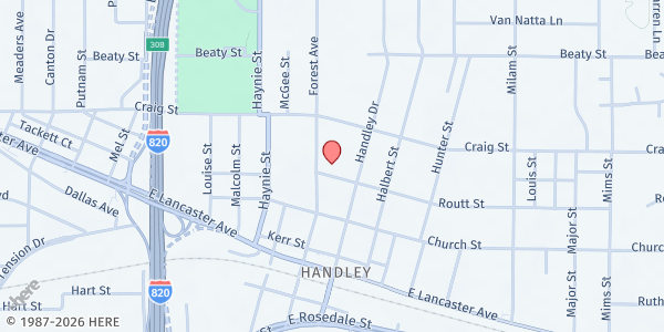 Map showing Trinity UMC Fort Worth at 2929 Forest Ave., Fort Worth, TX