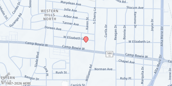 Map showing WestAid Food Pantry at 2800 S. Cherry Lane, Fort Worth, TX