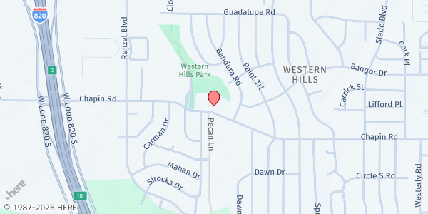 Map showing Western Hills Church of Christ at 8800 Chapin Rd., Fort Worth, TX
