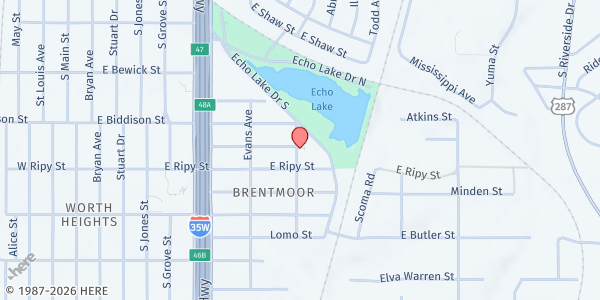 Map showing Worth Heights Senior Center at 3551 New York Ave., Fort Worth, TX