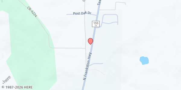 Map showing St. Charles Borromeo Catholic Church at 1379 N. Frankston Hwy., Frankston, TX