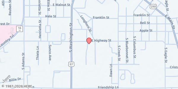 Map showing Fredericksburg Food Pantry at 701 Mustang St, Fredericksburg, TX