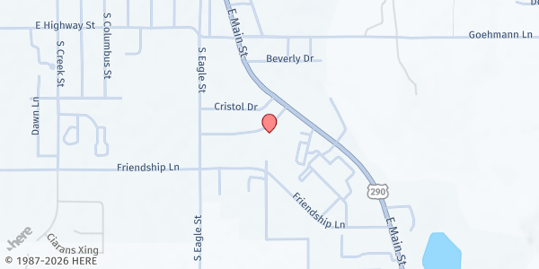 Map showing Mobile Pantry at First Baptist Church at 1407 E. Main St., Fredericksburg, TX