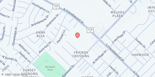 Map showing Friendswood Methodist Church at 110 N. Friendswood Dr., Friendswood, TX