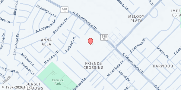 Map showing Friendswood United Methodist Church at 110 N. Friendswood Dr., Friendswood, TX