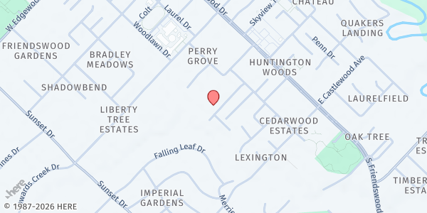 Map showing Mary Queen Catholic Church at 606 Cedarwood Dr., Friendswood, TX