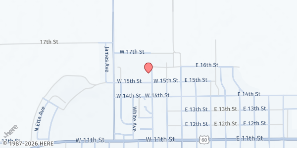 Map showing Calvary Baptist Church at 1500 Cleveland Ave., Friona, TX