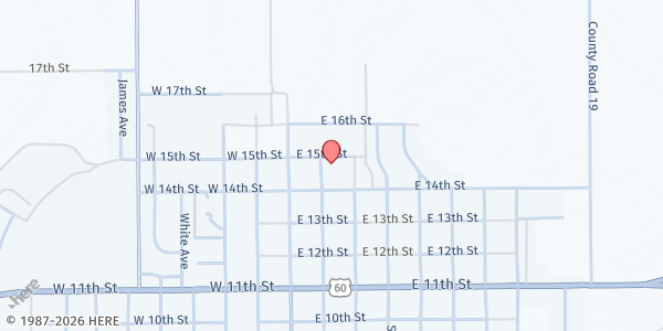 Map showing Friona Senior Citizens Center at 1410 N. Washington Ave., Friona, TX